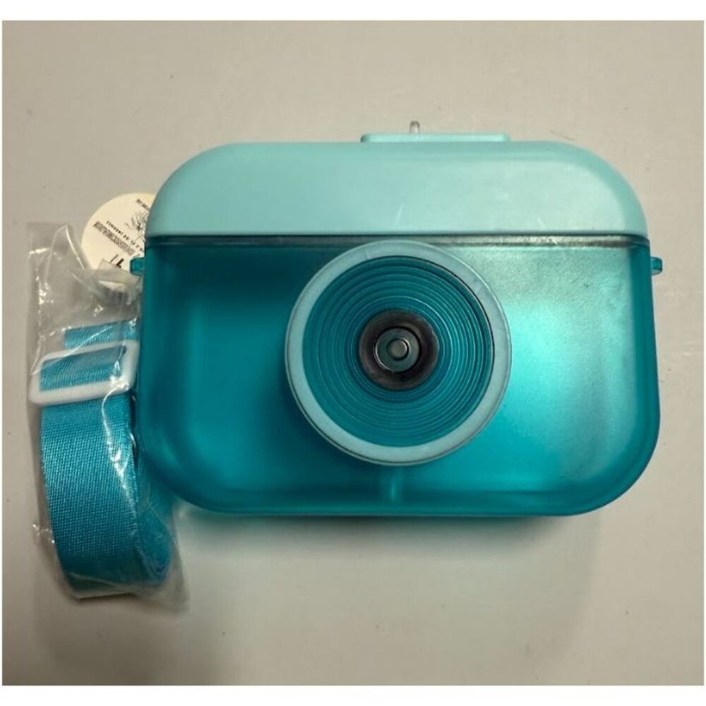 Target Bullseye Blue Camera Wellness Water Bottle W/ Straw Carrying Strap